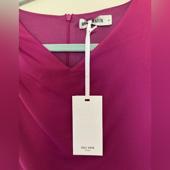 Grace Karin Magenta Berry Short Sleeve knee length Dress small - Picture 3 of 4